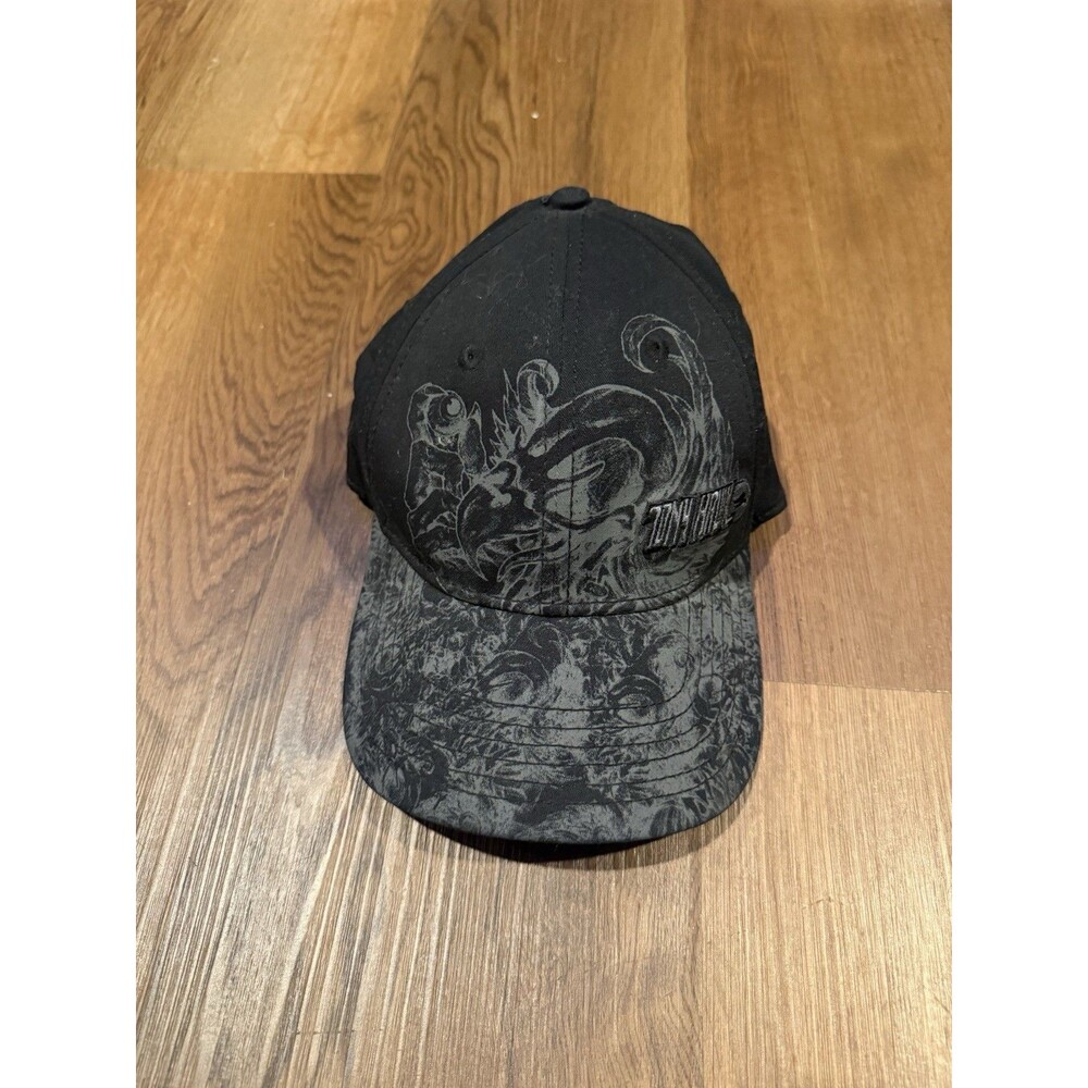 Tony Hawk Hat OSFM Graphic Print Cotton Blnd Stretch Fit Black White Y2K Vintage